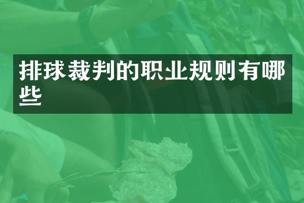 排球裁判的职业规则有哪些