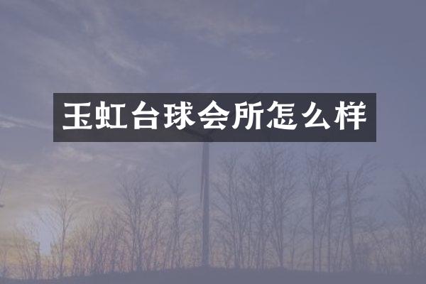 玉虹台球会所怎么样