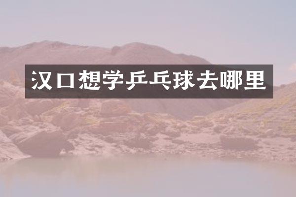 汉口想学乒乓球去哪里