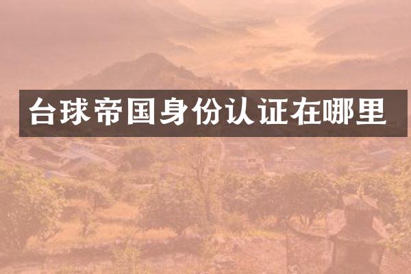 台球帝国身份认证在哪里