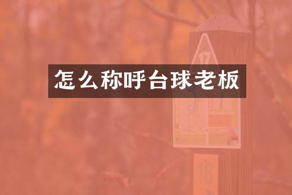 怎么称呼台球老板