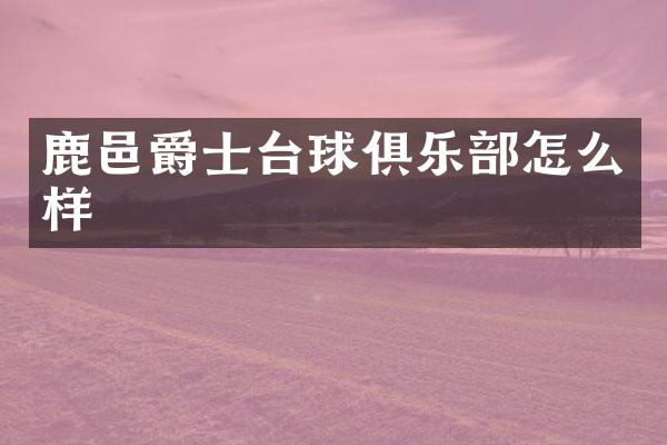 鹿邑爵士台球俱乐部怎么样