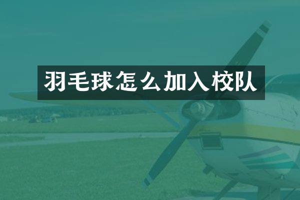羽毛球怎么加入校队