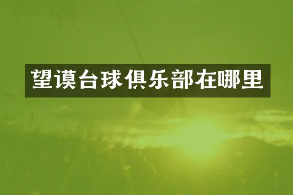 望谟台球俱乐部在哪里
