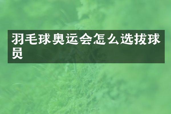 羽毛球奥运会怎么选拔球员
