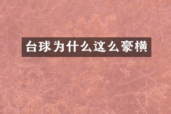 台球为什么这么豪横