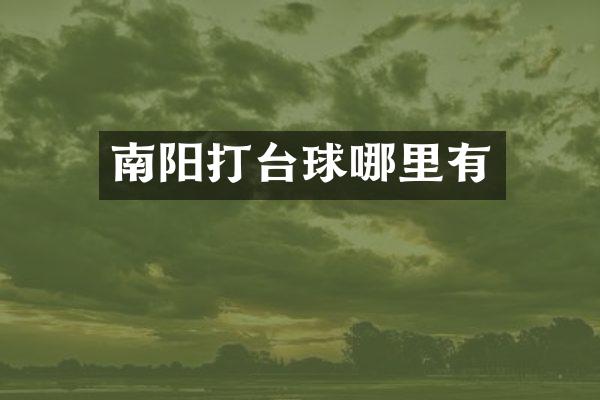 南阳打台球哪里有
