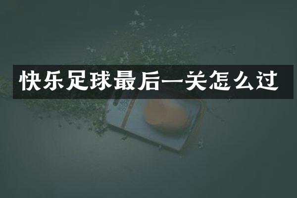 快乐足球最后一关怎么过