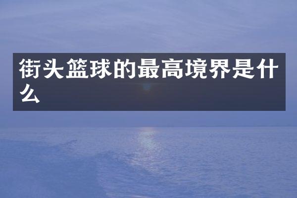 街头篮球的最高境界是什么