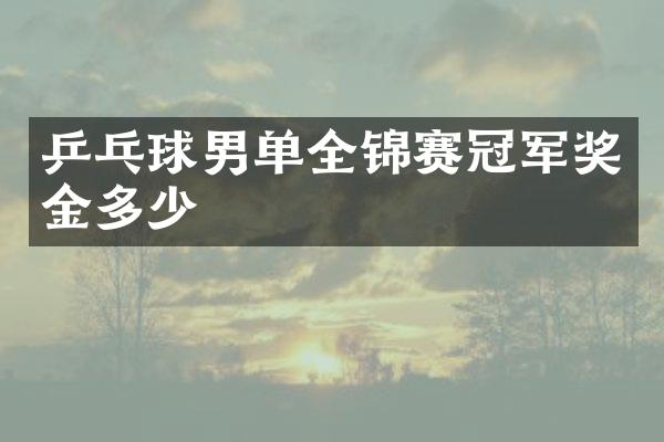 乒乓球男单全锦赛冠军奖金多少