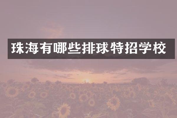 珠海有哪些排球特招学校