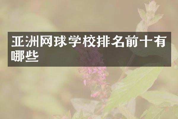 亚洲网球学校排名前十有哪些