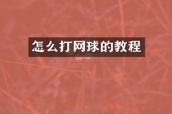 怎么打网球的教程