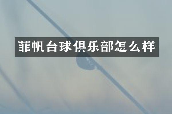 菲帆台球俱乐部怎么样