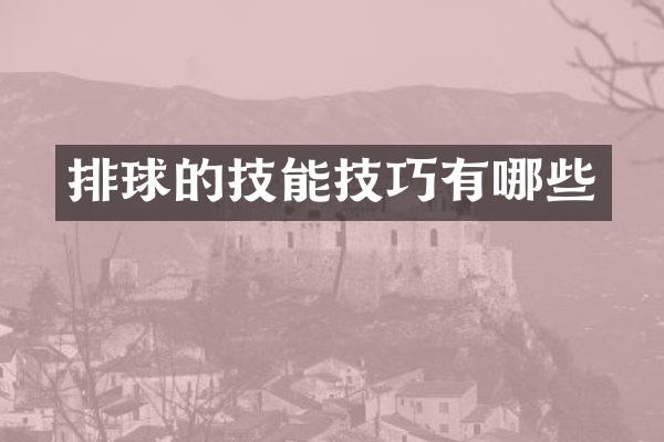 排球的技能技巧有哪些