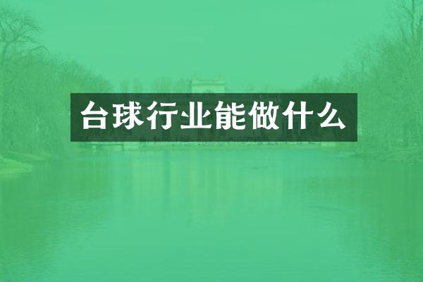 台球行业能做什么