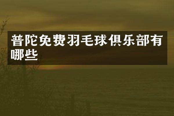 普陀免费羽毛球俱乐部有哪些