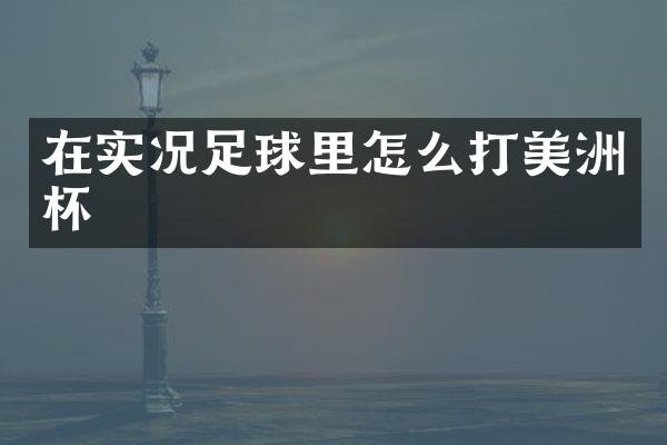 在实况足球里怎么打美洲杯