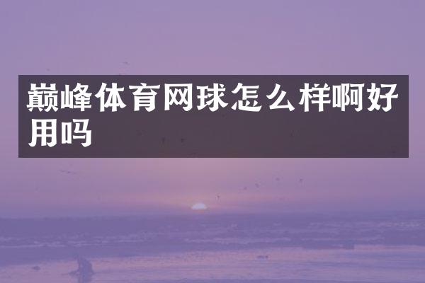 巅峰体育网球怎么样啊好用吗
