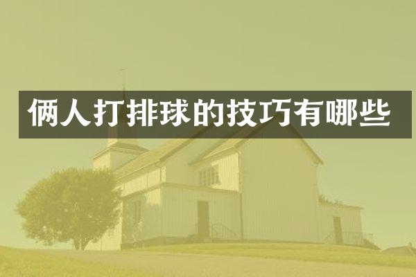 俩人打排球的技巧有哪些