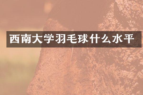 西南大学羽毛球什么水平