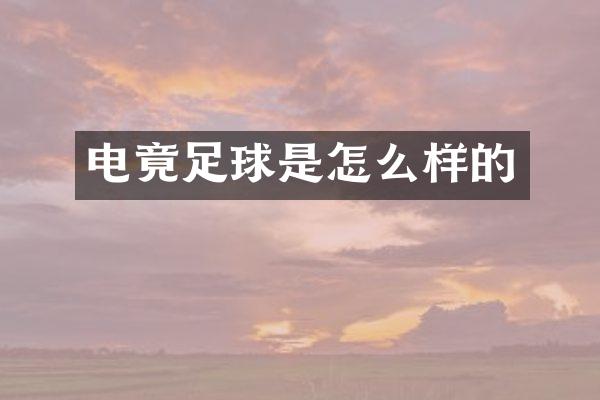 电竟足球是怎么样的