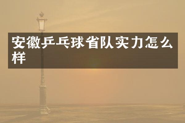 安徽乒乓球省队实力怎么样
