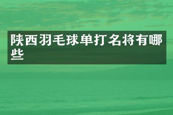 陕西羽毛球单打名将有哪些