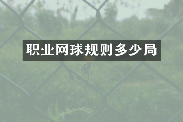 职业网球规则多少局