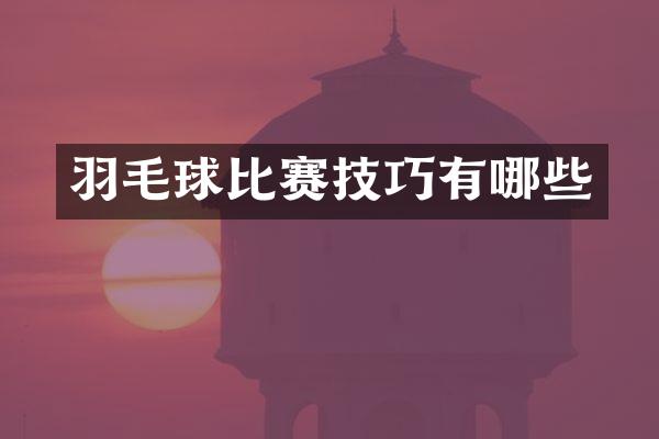 羽毛球比赛技巧有哪些