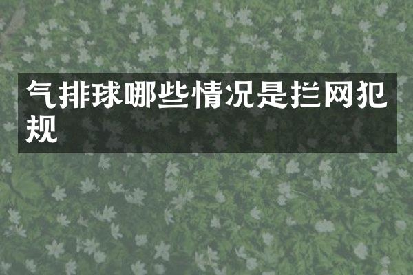 气排球哪些情况是拦网犯规