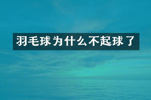 羽毛球为什么不起球了