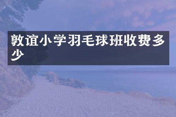 敦谊小学羽毛球班收费多少