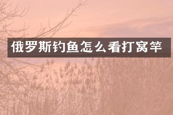 俄罗斯钓鱼怎么看打窝竿