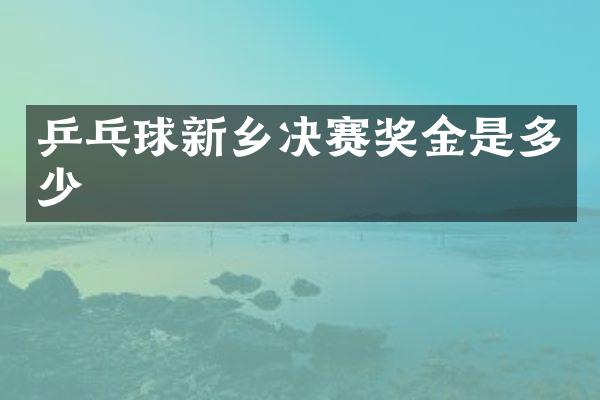 乒乓球新乡决赛奖金是多少