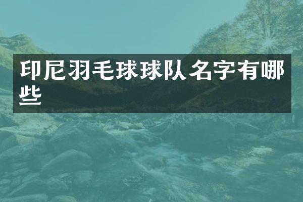 印尼羽毛球球队名字有哪些