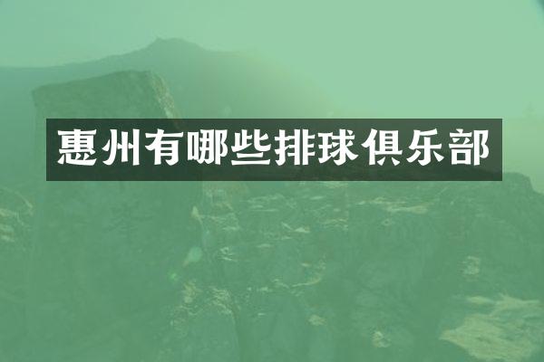 惠州有哪些排球俱乐部