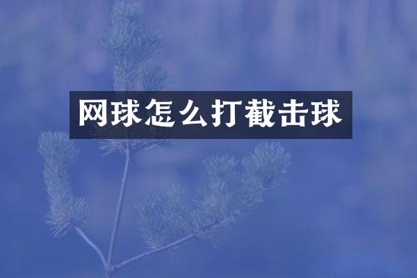 网球怎么打截击球