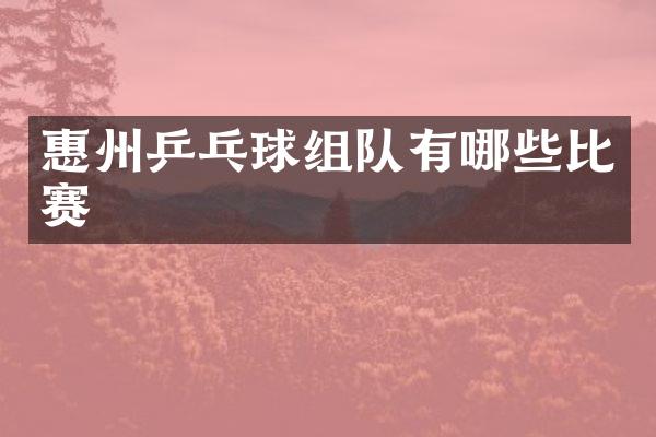 惠州乒乓球组队有哪些比赛