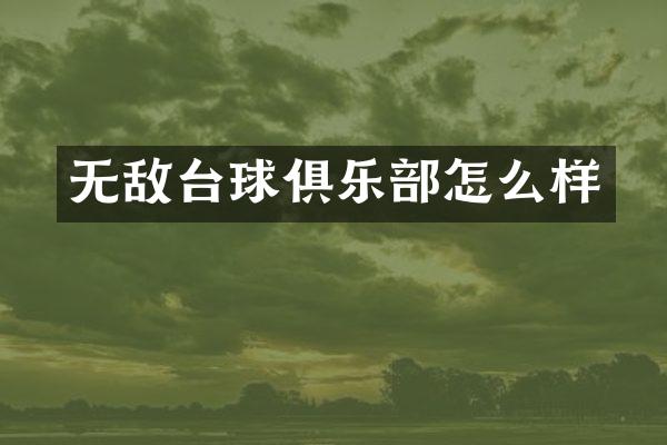 无敌台球俱乐部怎么样
