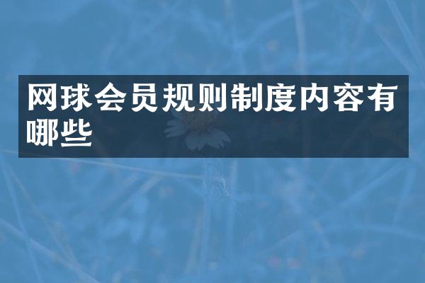 网球会员规则制度内容有哪些