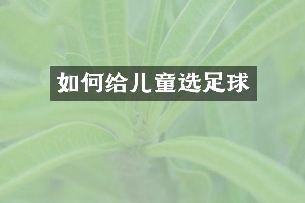 如何给儿童选足球