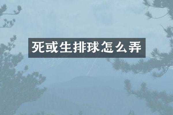 死或生排球怎么弄