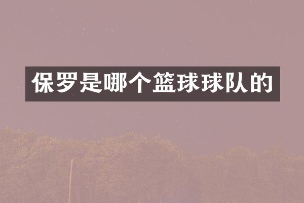 保罗是哪个篮球球队的