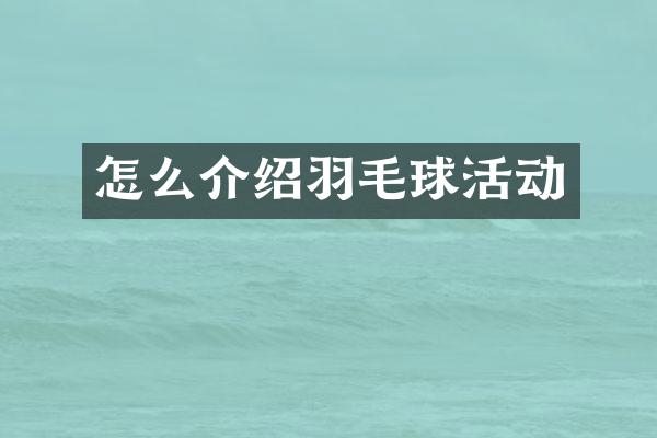 怎么介绍羽毛球活动