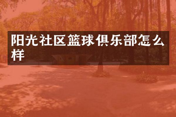 阳光社区篮球俱乐部怎么样
