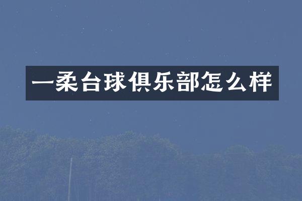 一柔台球俱乐部怎么样