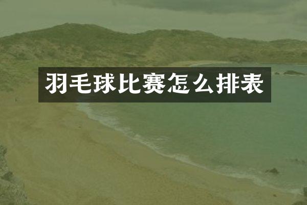 羽毛球比赛怎么排表