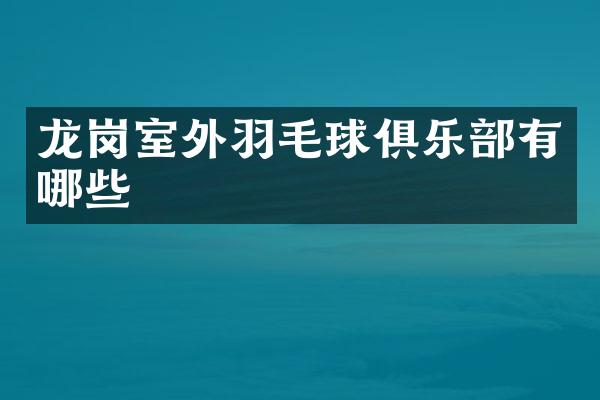 龙岗室外羽毛球俱乐部有哪些