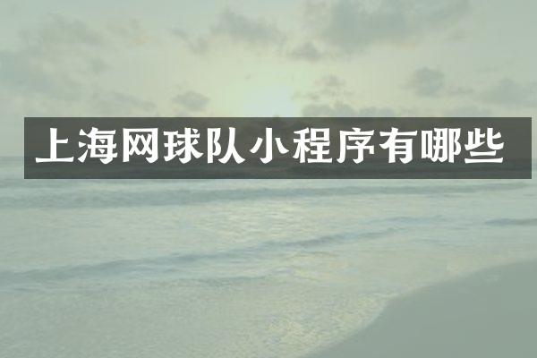 上海网球队小程序有哪些